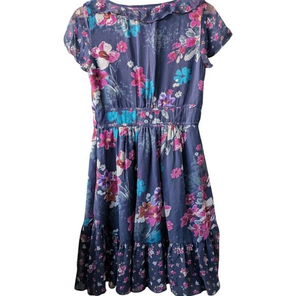 Mango Dainty Floral 💯 Silk Fit And Flare Dress Us 8 Eu Large Knee Length - Picture 9 of 9